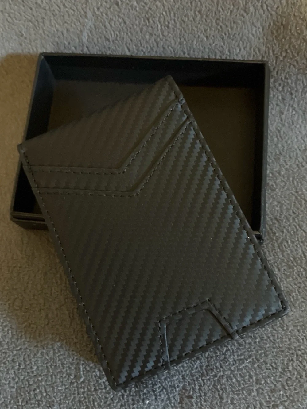 Slim Carbon-Texture Money Clip Wallet - Black